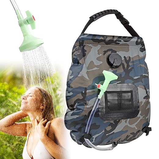 GuKKK Bolsa de Ducha Solar, 20L Bolsa de Ducha de Camping Solar, Bolsa de Ducha Viaje Portátil con Termómetro, Bolsa de Ducha con Calefacción Solar, para Acampar al Aire Libre, Senderismo, Escalada