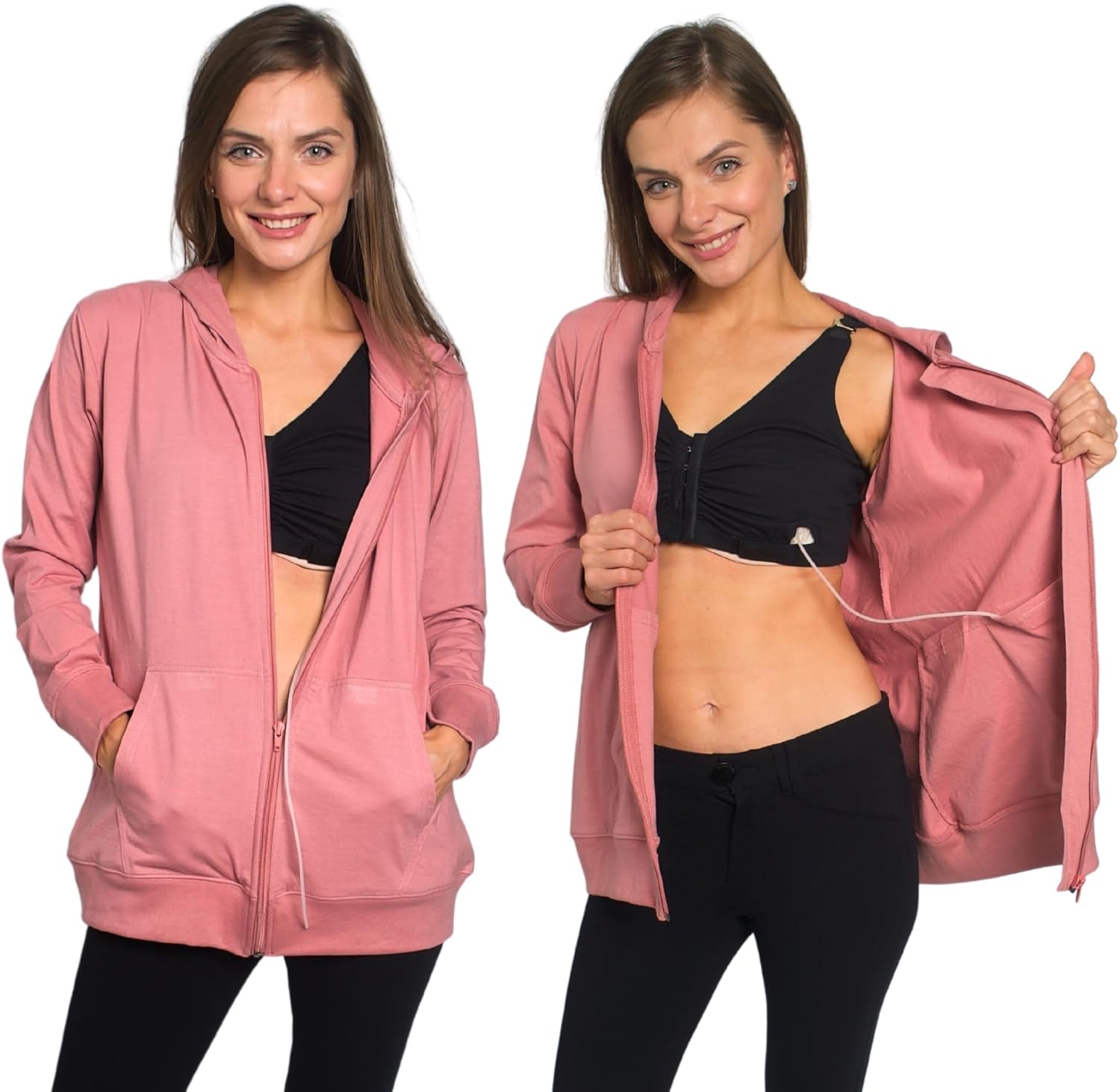 Inspired Comforts Mastectomy Recovery Hoodie with Drain Pockets - Image 2