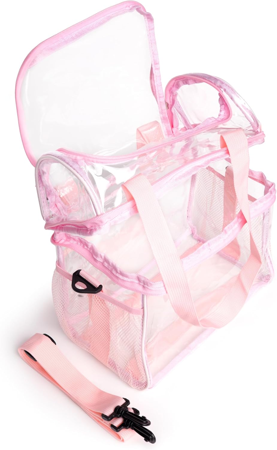 Transparent Lunch bag, stadium-approved, Heavy Duty, Large Lunch Tote for Men and women, Leakproof and Reusable (Light Pink)