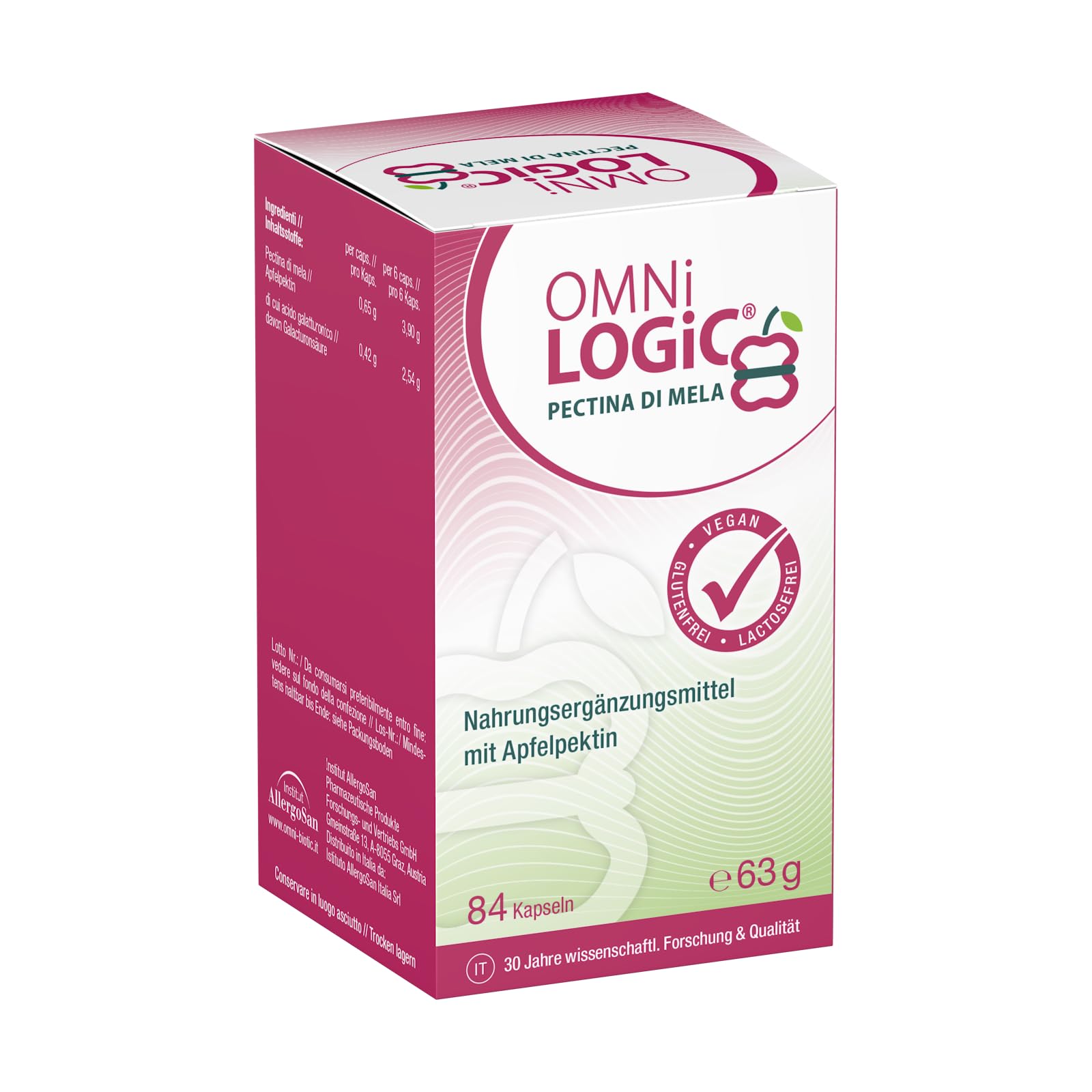 OMNi LOGiC PECTINA DI MELA | Senza OGM | VEGANO | 84 Capsule