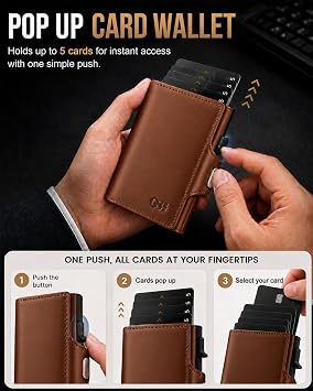 GSG SINCE 1998 Men's Leather Wallet Pop Up Card Holder Brown