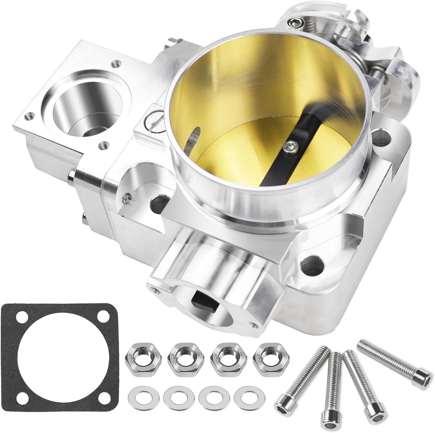 Aluminum Silver Throttle Body 70MM Car Turbo Electric Throttle Control Compatible with Evo 7 8 9 2001-2006 Mitsubishi Evolution VII VIII IX 4G63T Uprated with Gasket Mounting Hardware