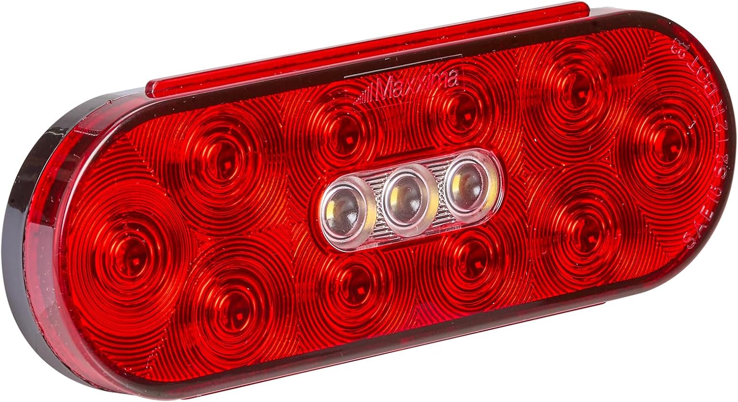 Maxxima M85621R 6” Oval Hybrid LED Stop/Turn/Tail & Back-Up Light – Grommet Mount, 13 LEDs, DOT Compliant, Dual PL-3 Connectors, Polycarbonate Housing, Horizontal & Vertical Mount for Trucks