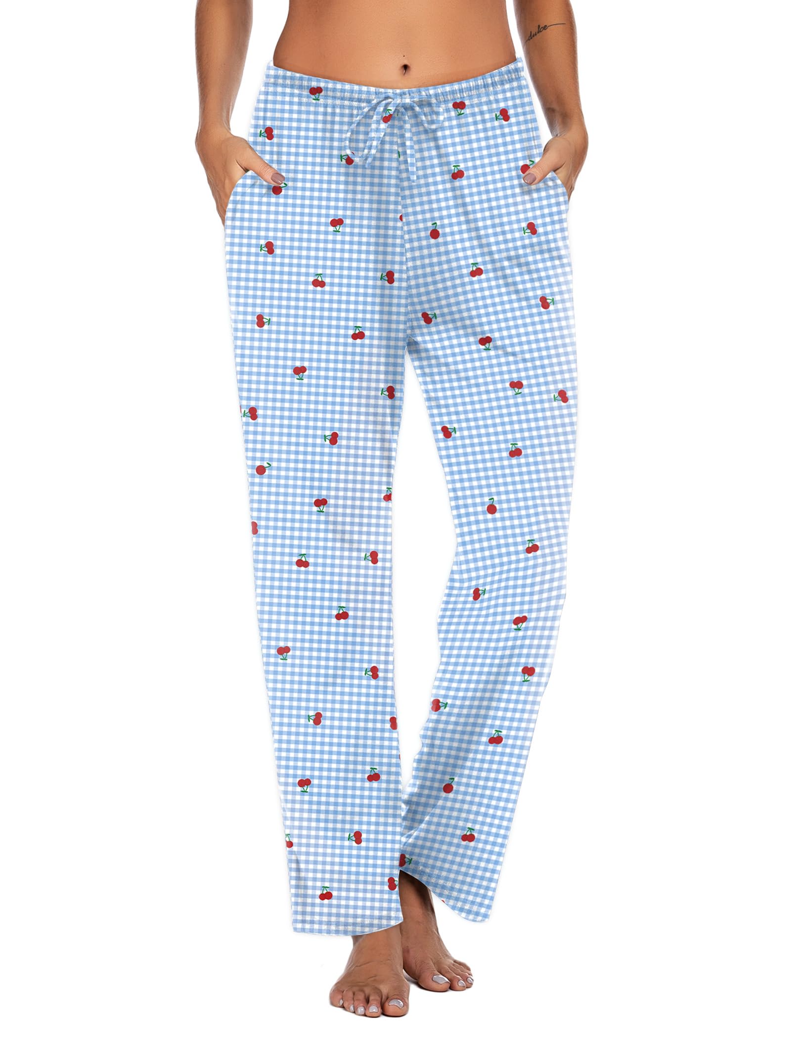 Ekouaer Women Pajama Pants Comfy Pj Bottom with Pockets Stretch Plaid Sleepwear