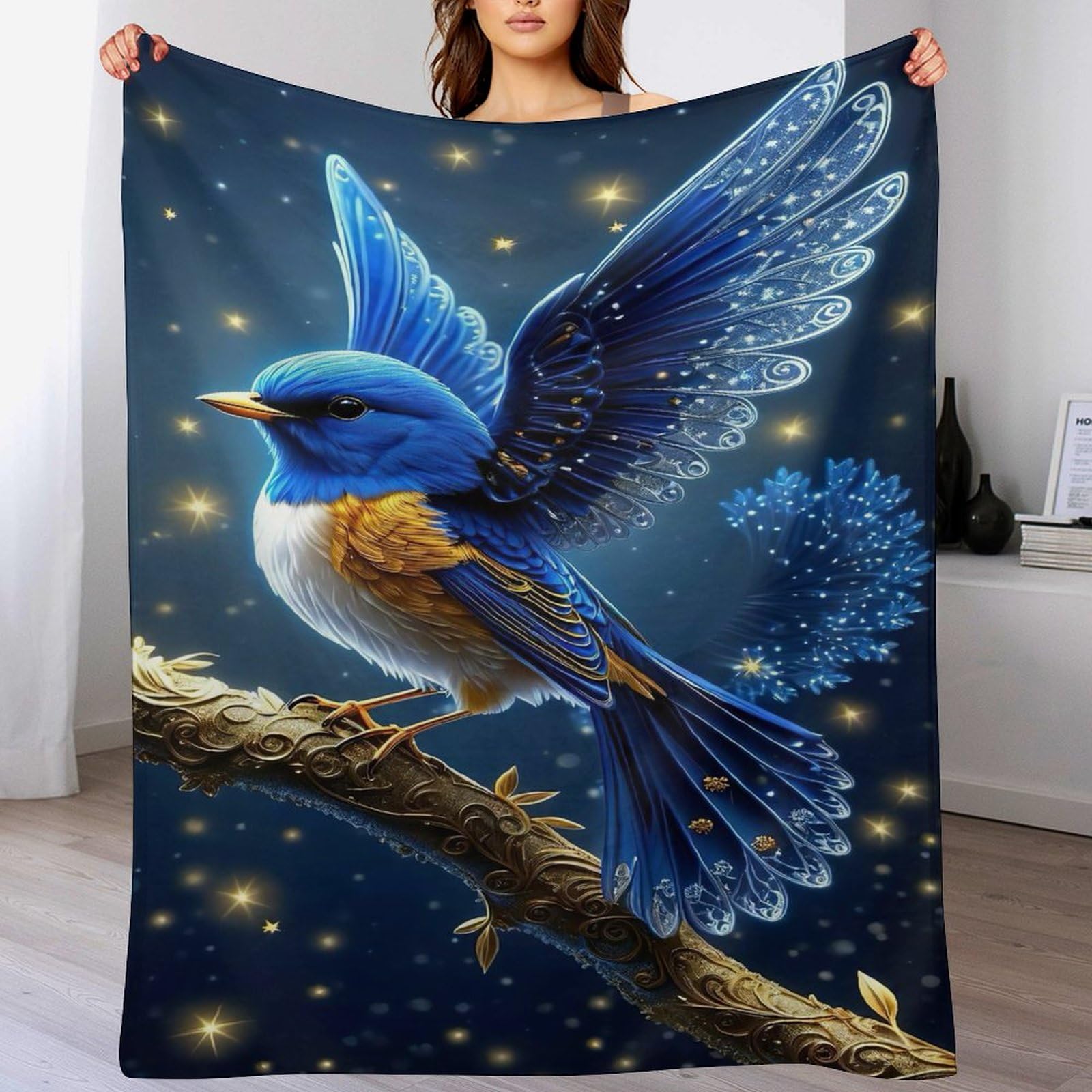 Plaid canapé polaire couverture douce et chaude flanelle oiseau mignon