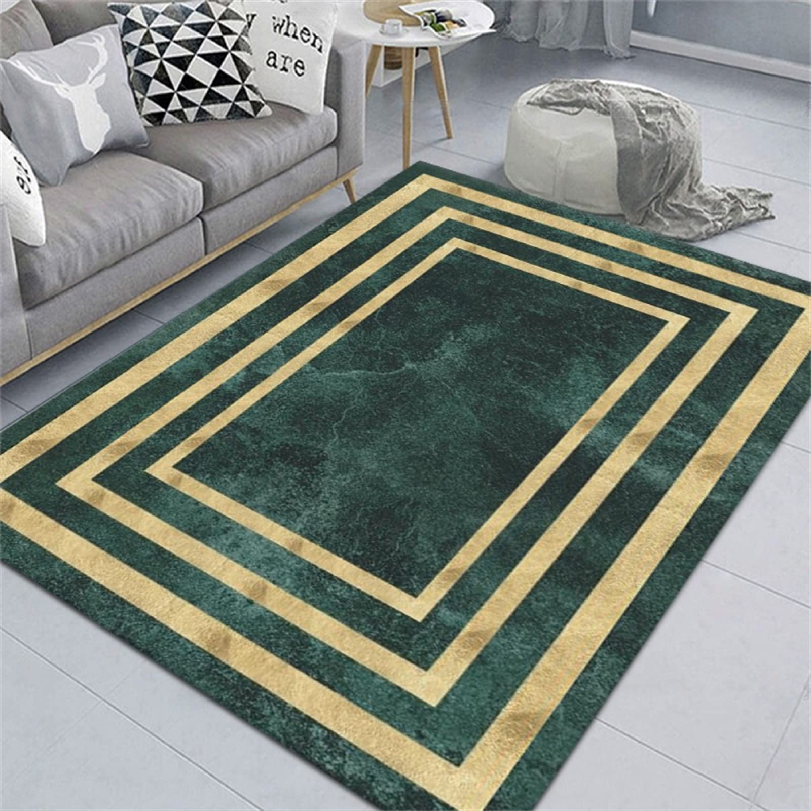 Tapis d'extérieur vert et grand tapis de sol salon géométrique moderne 180x250