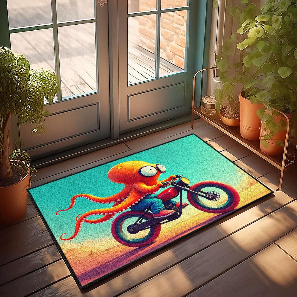 Paillasson Welcome-Ish pieuvre moto cadeau de crémaillère amusant cuisine