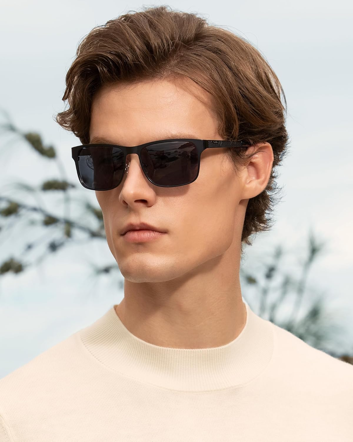 CARFIA Metal Polarized Sunglasses for Men UV400 Protection, Cool Shades with Spring Hinges & Grid Pattern CA5223 - Image 2