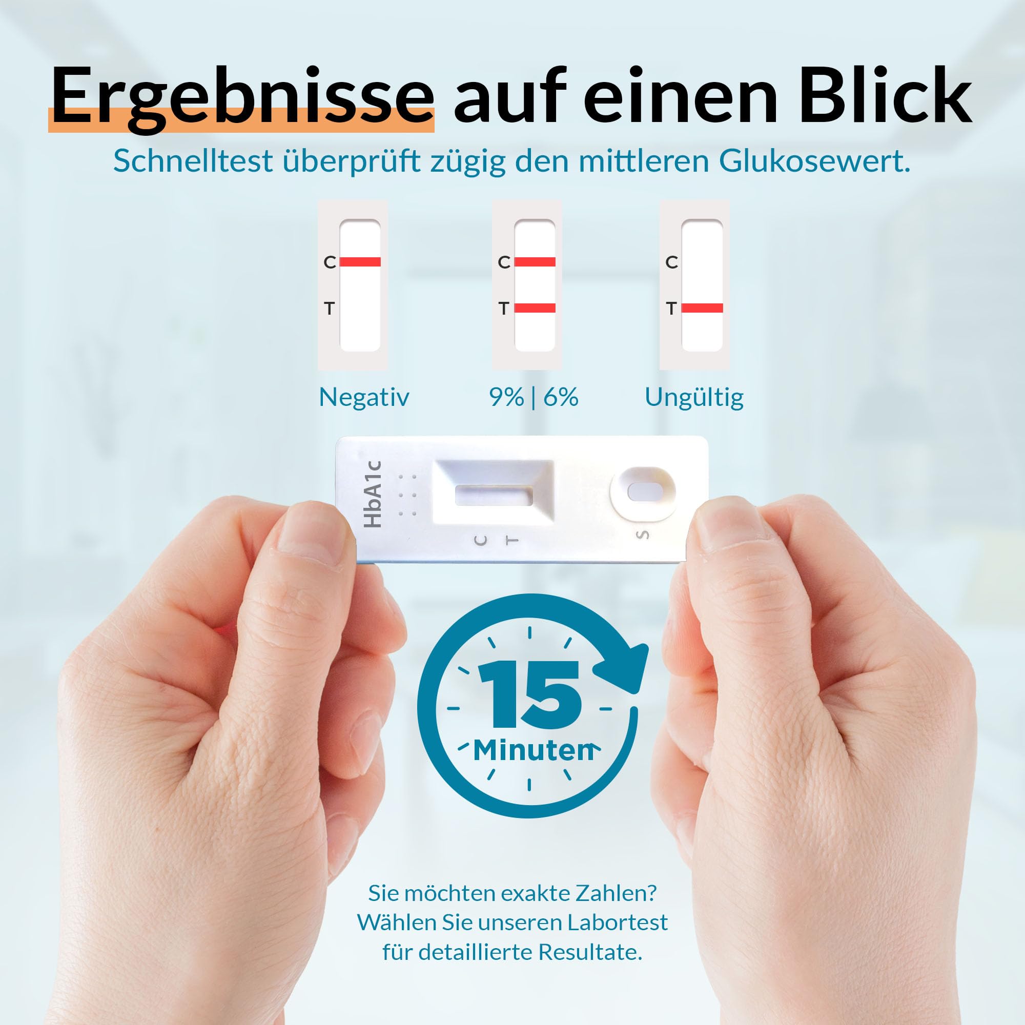 GetTested HbA1c Diabetes Schnelltest | Blutbasierte Auswertung von HbA1c-Markern, qualitative Interpretation nach Anleitung