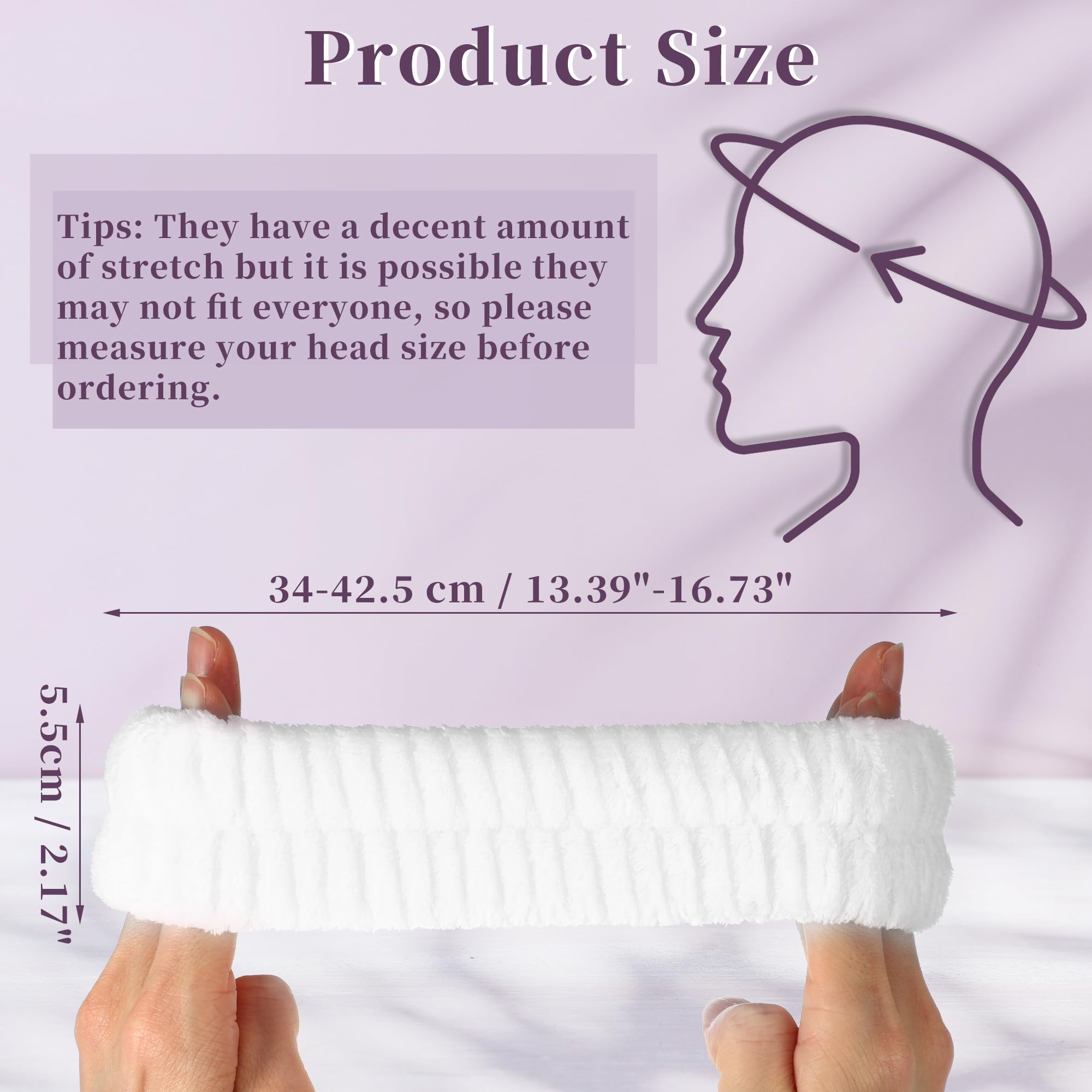 VOCOSTE 2pcs Spa Headbands, Skincare Headband for Girls Women Gray White, Gray, White, 1 count (Pack of 2) - Image 3