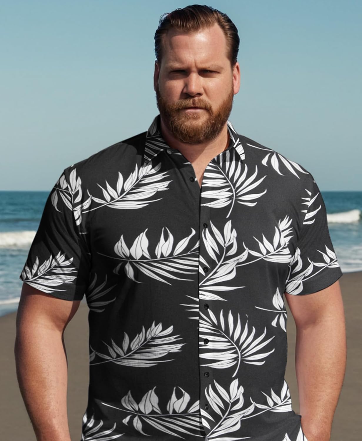 Weecreeture Big and Tall Men's Hawaiian Shirt - Short Sleeve, Tropical Floral Button Down Casual Summer Beach Shirt - Image 3