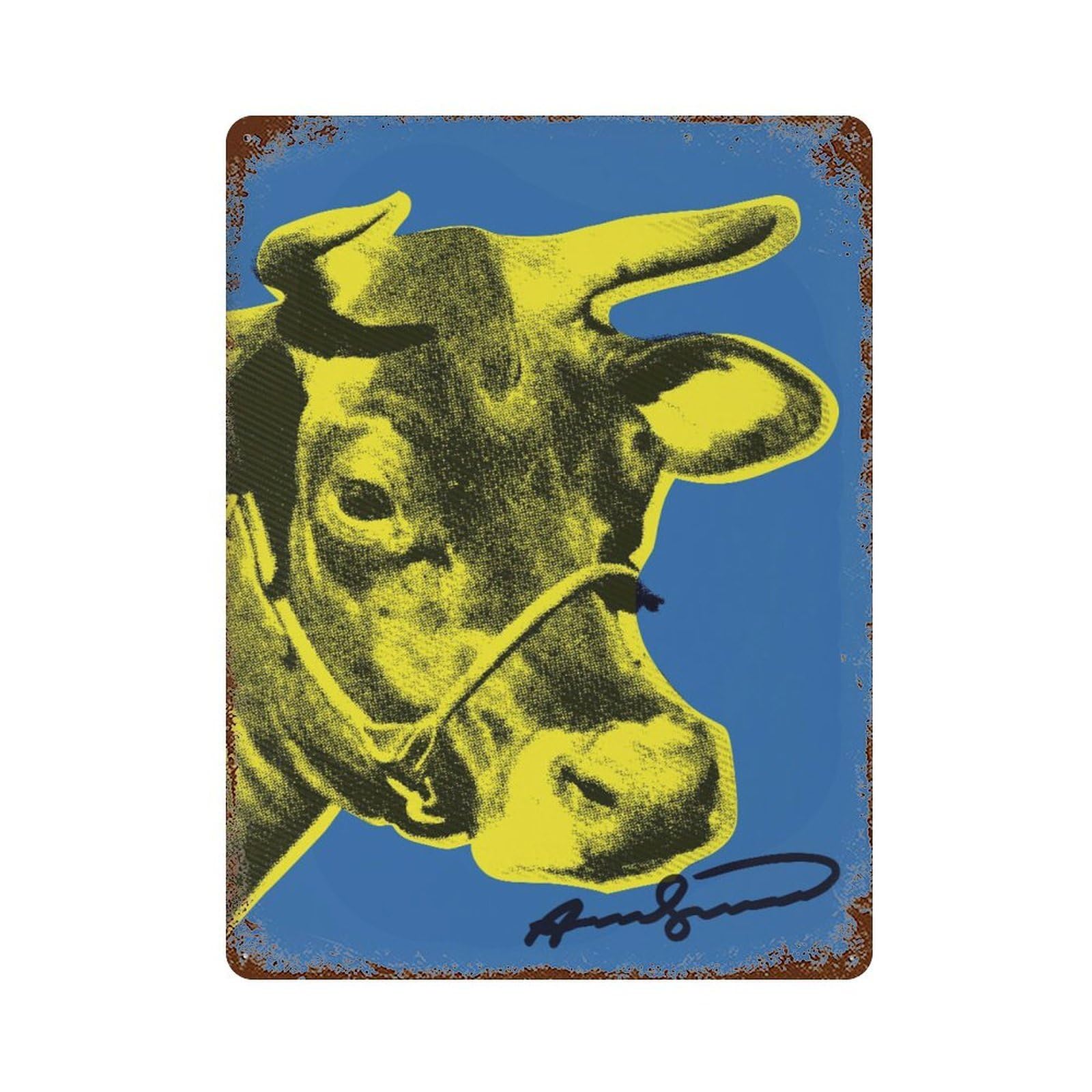 xiaoxiaoshen Andy Warhol Cow Pop Exhibition Wall Decor Art Metal Tin Poster Modern Home Decor Art Home Bar Shop Decorations Vintage Sign 40x30cm