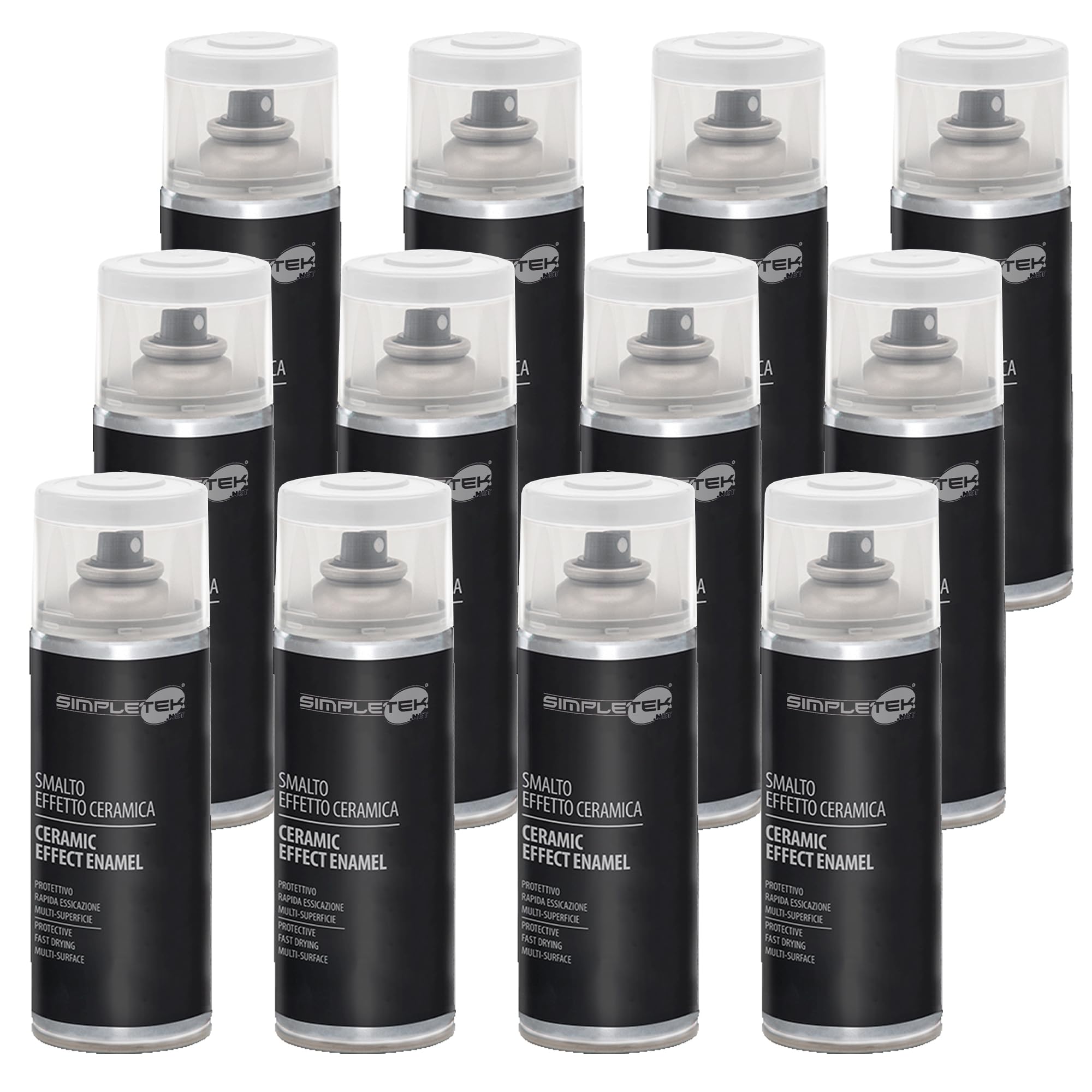 SIMPLETEK 12 x puszki w sprayu, lakier do paznokci, efekt ceramiczny, biała porcelana, do grzejników łazienkowych, toalety, 400 ml V400POR (zestaw 12 sztuk)