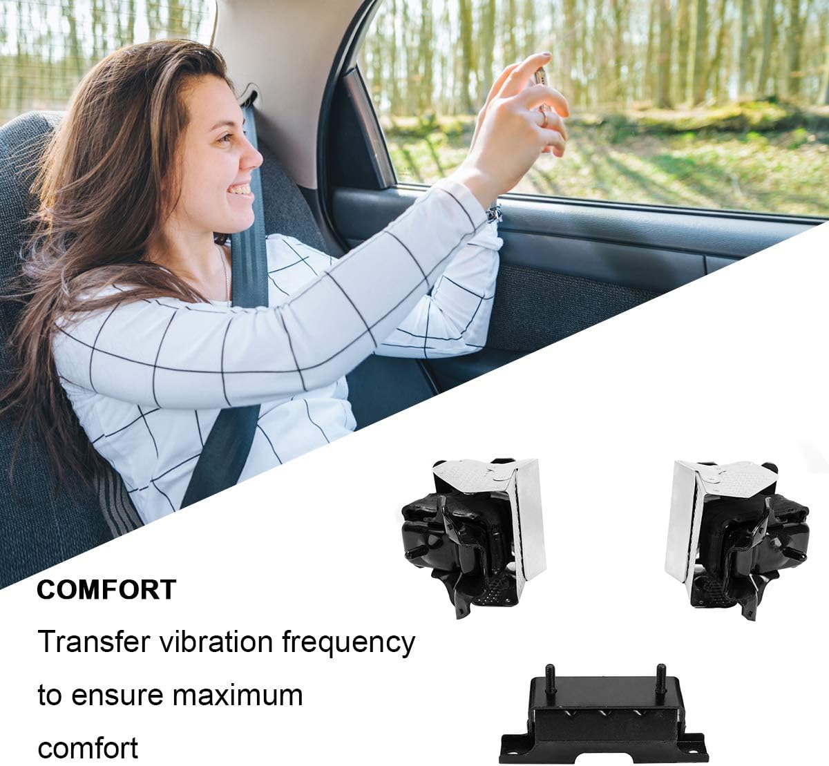 Compatible with 2007-2014 Escalade Suburban 1500 Tahoe Yukon 4WD Transmission Engine Motor Mount Set A2638 A5365 A5365