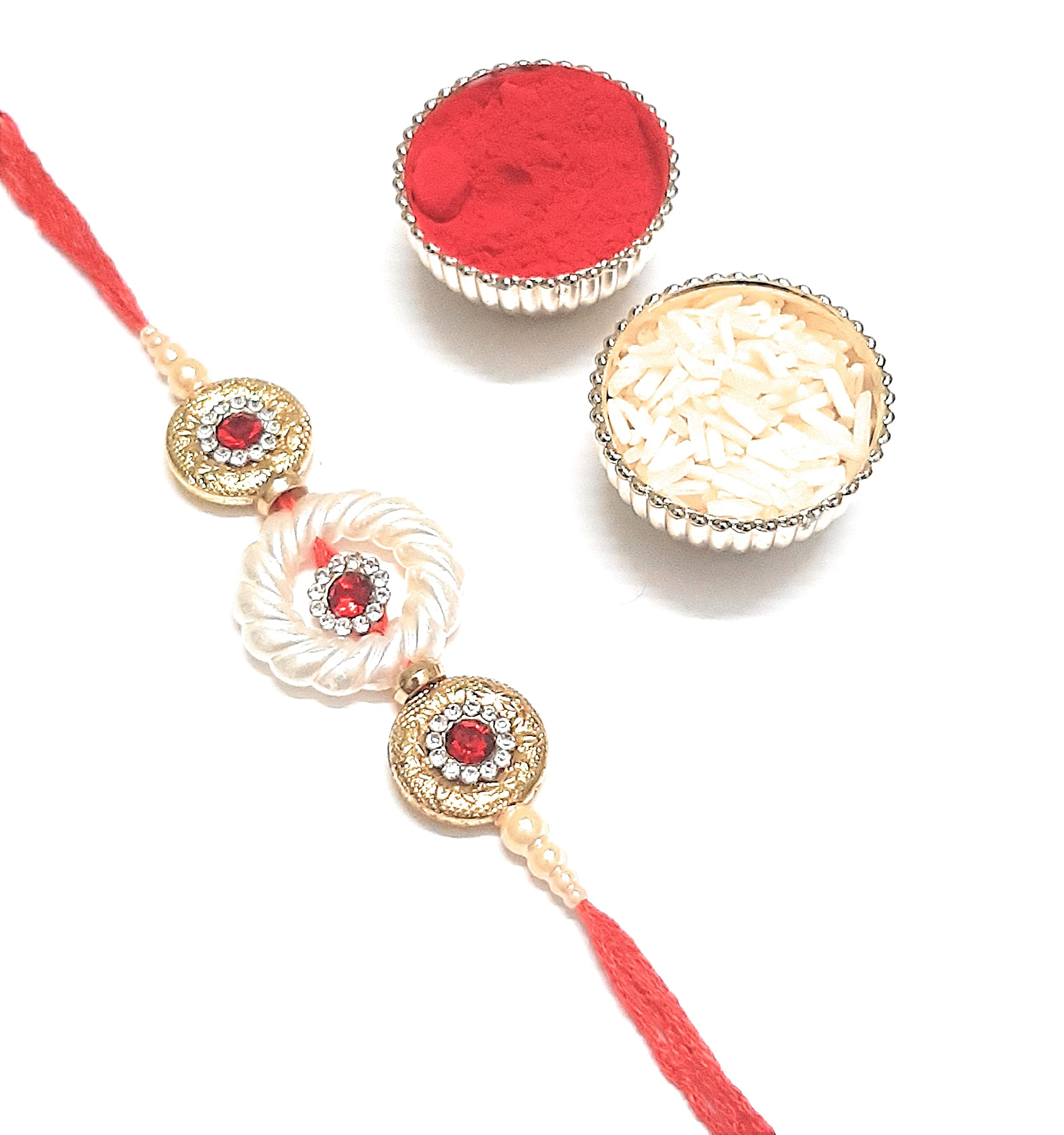 PRAHLL Rakhi for Brother and Bhabhi Sister in law Combo sets Rakhi with Mini Puja thali/Kumkum box and Tilak Rakshabandhan (rakhi1) (B095N75VHR) Amazon Price History, Amazon Price Tracker