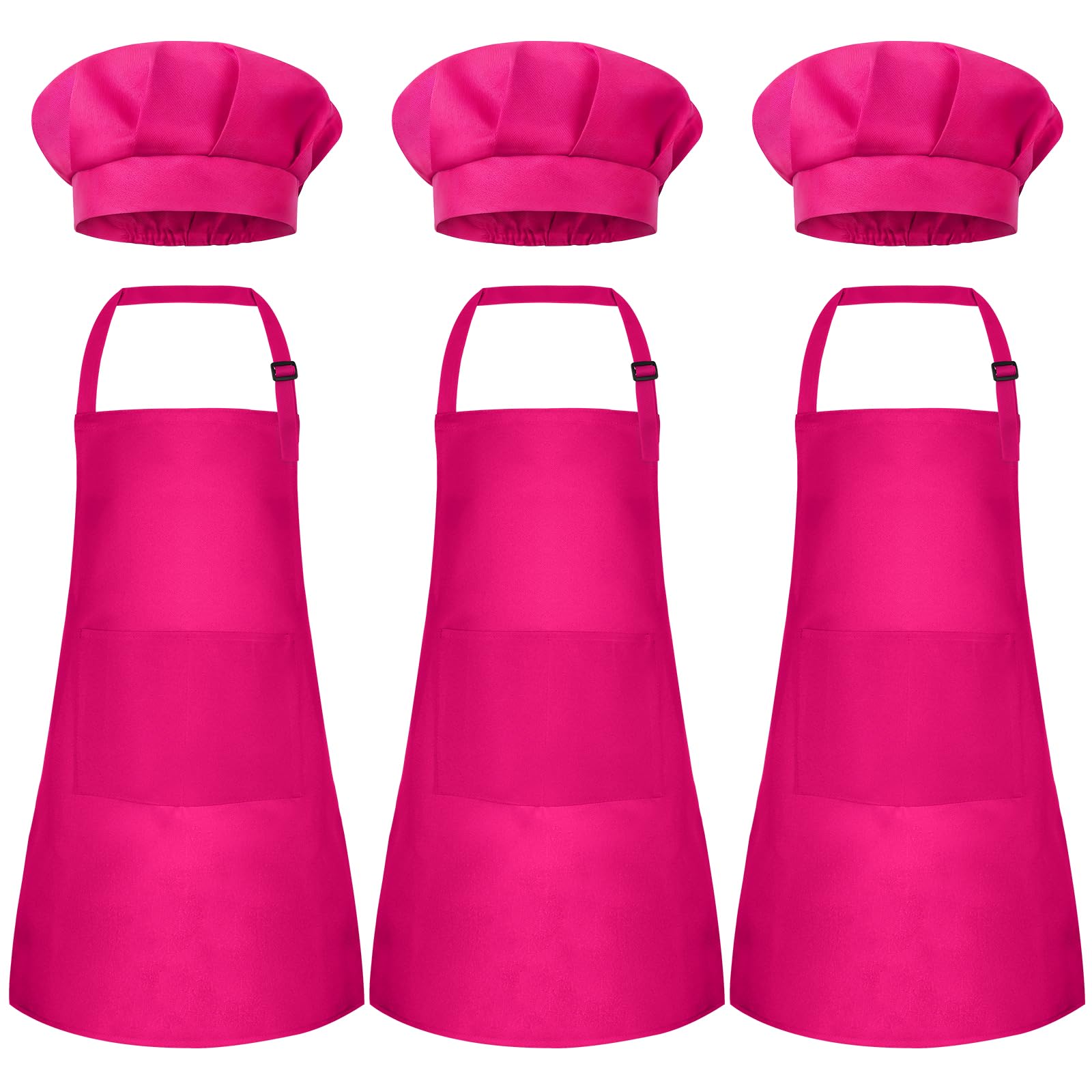 Kids Apron and Chef Hat Set Children Apron Adjustable with 2 Pockets Children Chef Painting for Cooking Baking