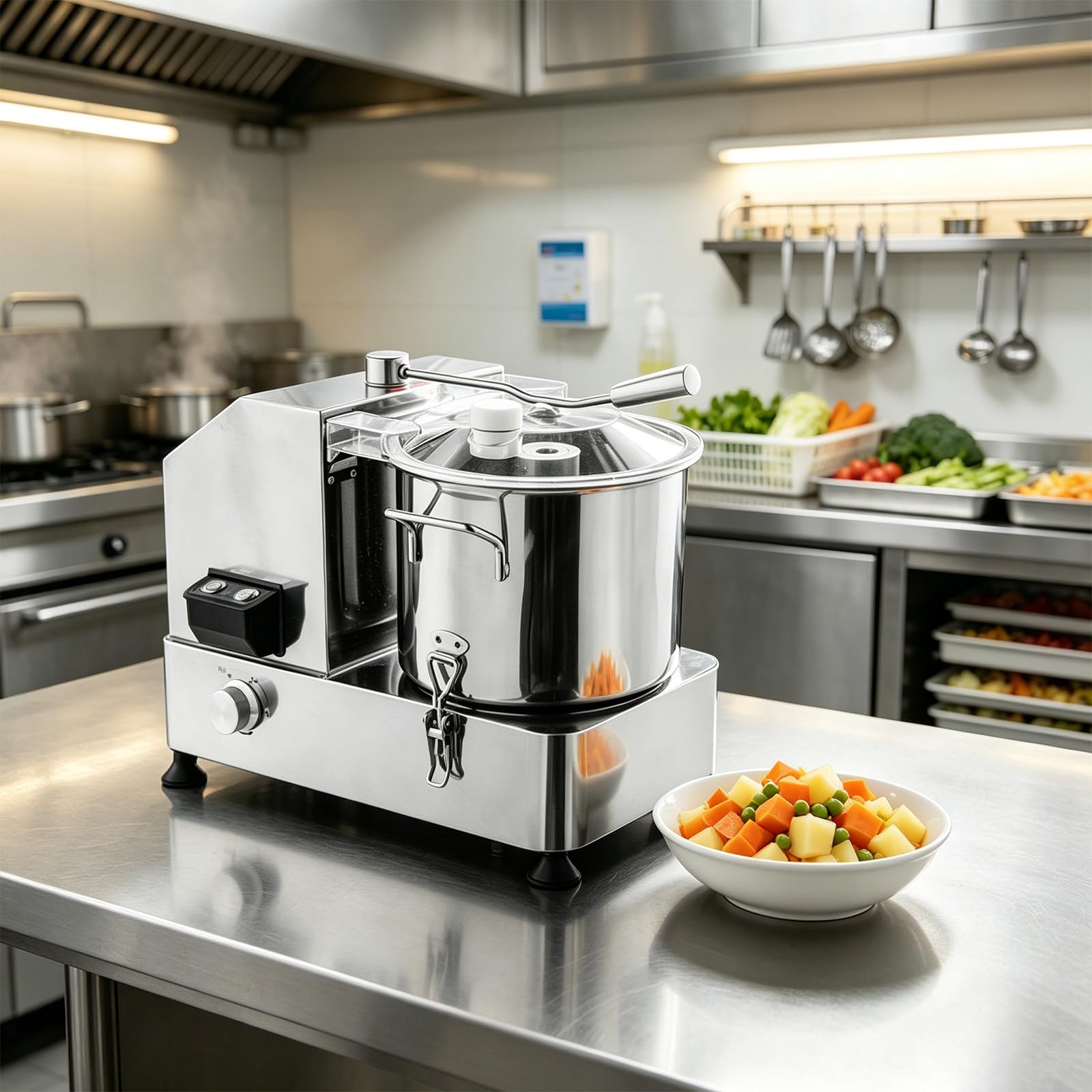 Robot da Cucina all in One, Cutter Professionale, Tritatutto da Cucina, Motore 2000W, velocità Regolabile, per Carne macinata e Verdure 12L