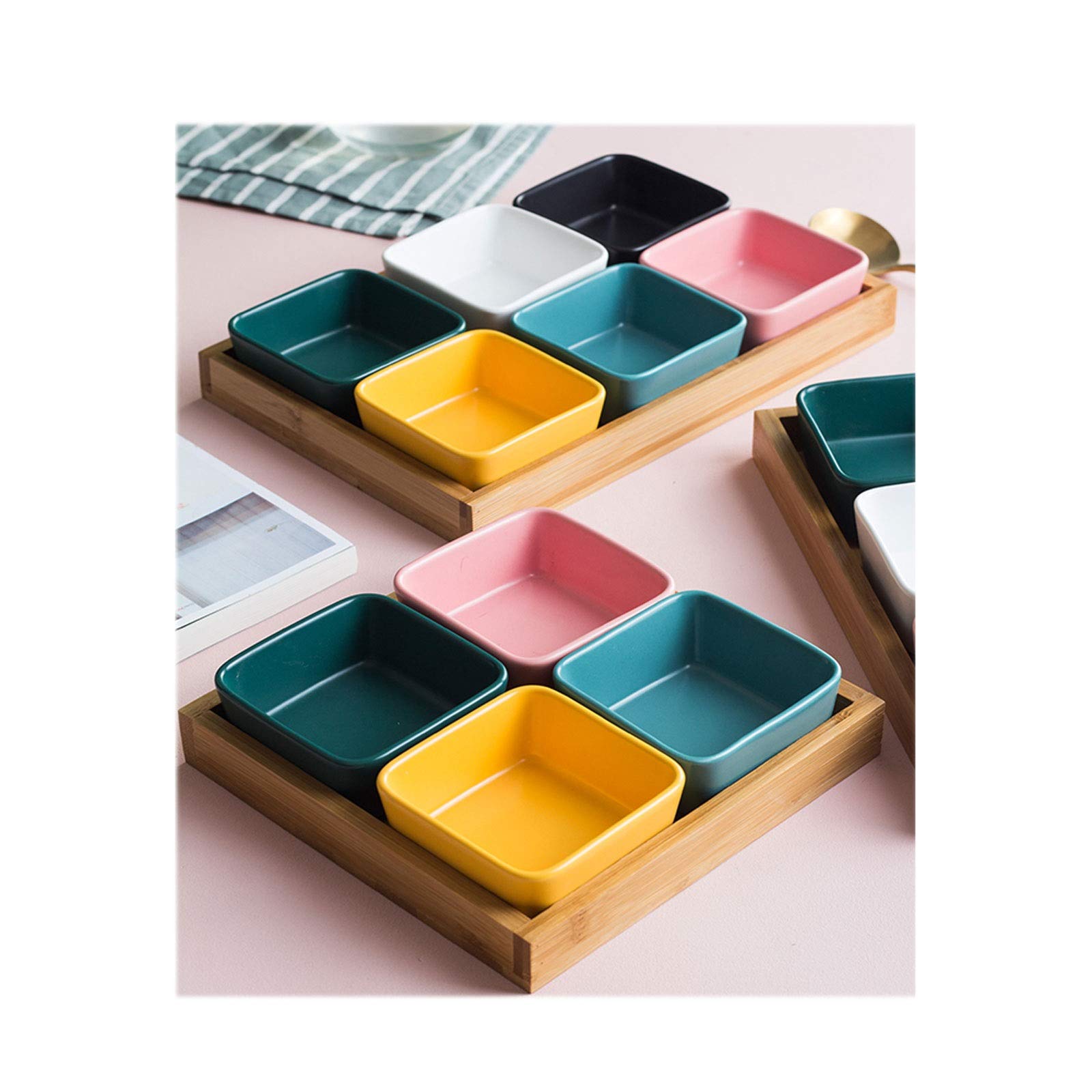 Dipschälchen Tauchschalen Set mit Tray-Gewürz-Teller Porzellan-Gewürz-Geschirr Süßigkeitengerichte Nussschalen Mehrzwecksauce-Gerichte für Tomaten Soja BBQ und andere Saucen Schalen ( Color : Blue )