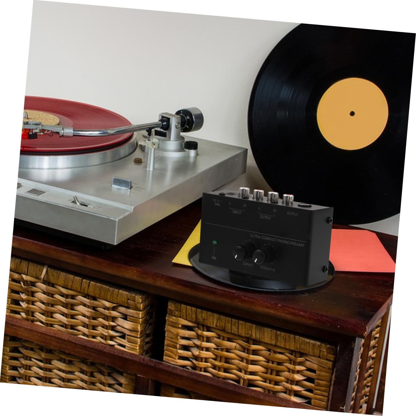 Veemoon Preamplificador de Tocadiscos Metálico Amplificador de Phono para Audio Doméstico Preamplificador de Repuesto para Tocadiscos para Sistemas de Alta Fidelidad