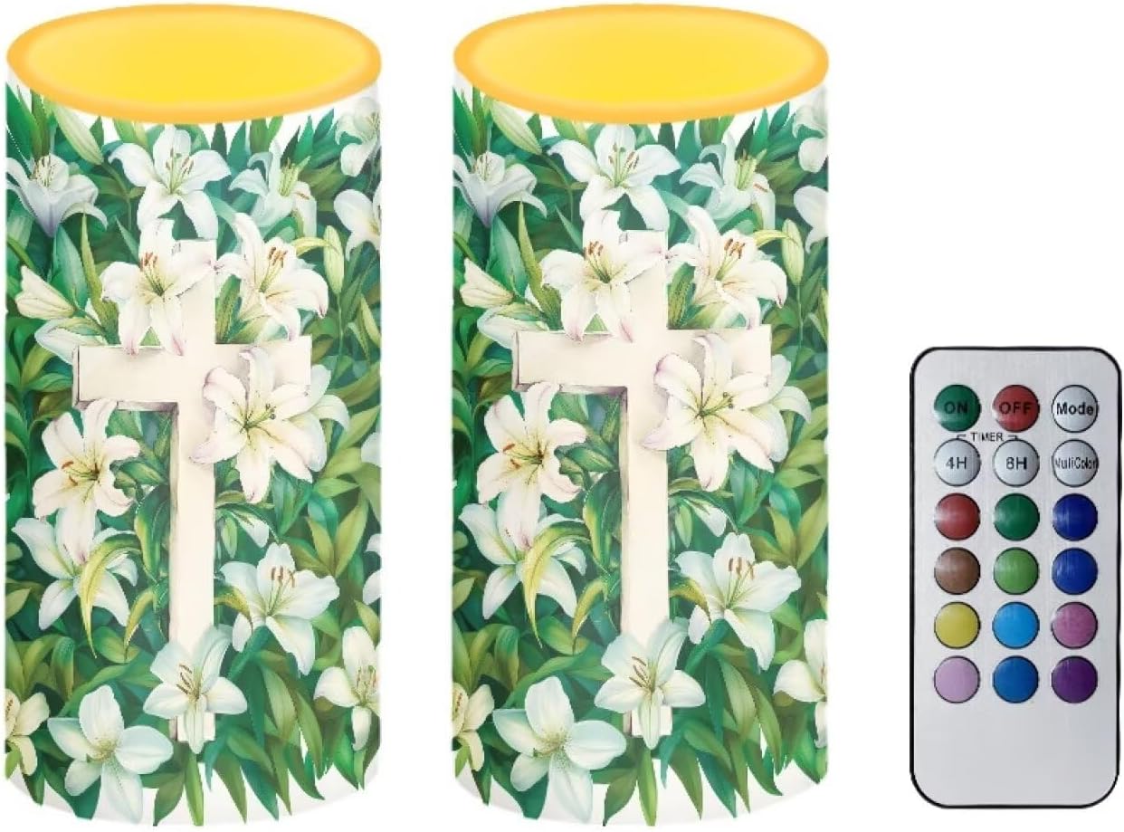 Merkmak 4th of July Flamless Candles Flickering LED Battery Operated Elictric Pillar Candles with Timer and Remote for Independence Day Patriotic Decorations, Painting Style American Flag