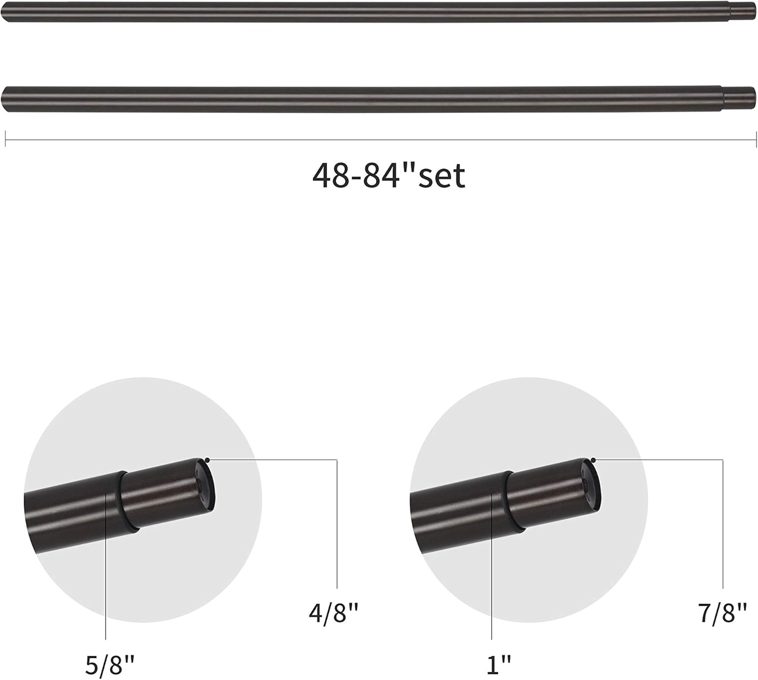 1" Double Curtain Rod with Geo Ball Finials,Pompeii Bronze,48‘’-84‘’