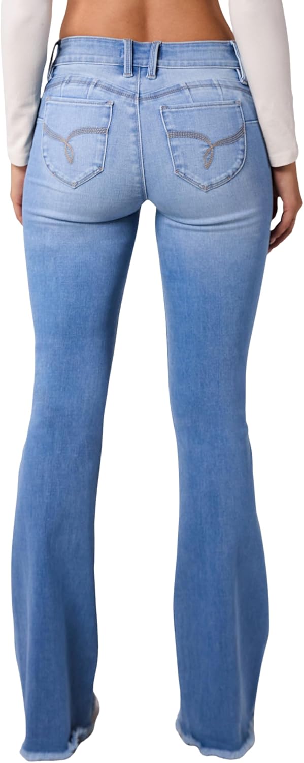 YMI Womens YMI Jeans Junior Wannabettabut High Rise Super Flare Denim Jeans - Image 4