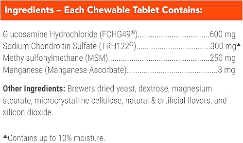 Vista 15 de Nutramax Cosequin Suplemento de salud articular de máxima fuerza para perros, con glucosamina, condroitina y MSM, 60 tabletas masticables