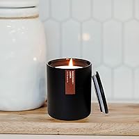 Vista 7 de Calyan Wax Co. Vela perfumada de palo de rosa y ámbar – 75 horas de combustión – Velas de cera de soja no tóxicas de lujo – Vela en tarro negro