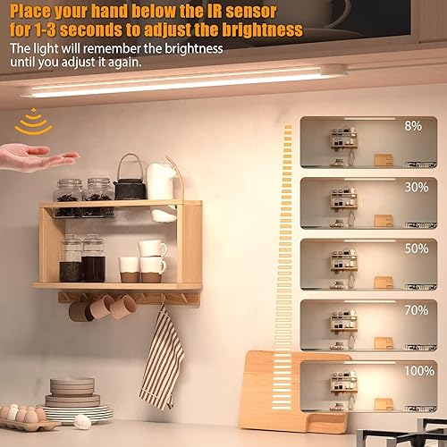 Miniatura 4 de MYPLUS Luces LED bajo gabinete de 16 pulgadas con sensor de movimiento manual, iluminación bajo mostrador 4000K blanco natural, regulable, Plug and