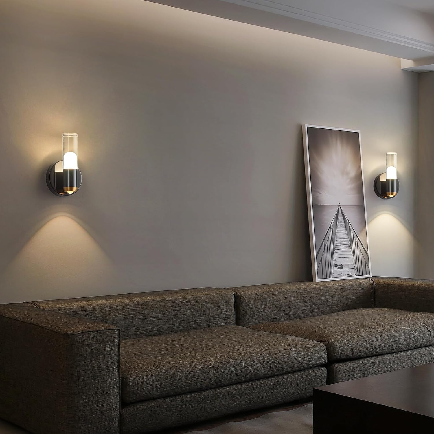 Modern Wall Sconces Set of Two Black Wall Lamp Sconces Wall Lighting LED Wall Lights Wall Decor, Indoor Up and Down Wall Lamp for Bedroom Bathroom Stair Entryway