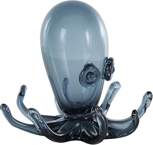 Miniatura 7 de Deco 79 Escultura decorativa de pulpo de cristal, bonita estatua de decoración del hogar con tentáculos curvos, figura decorativa de 9 x 9 x 8