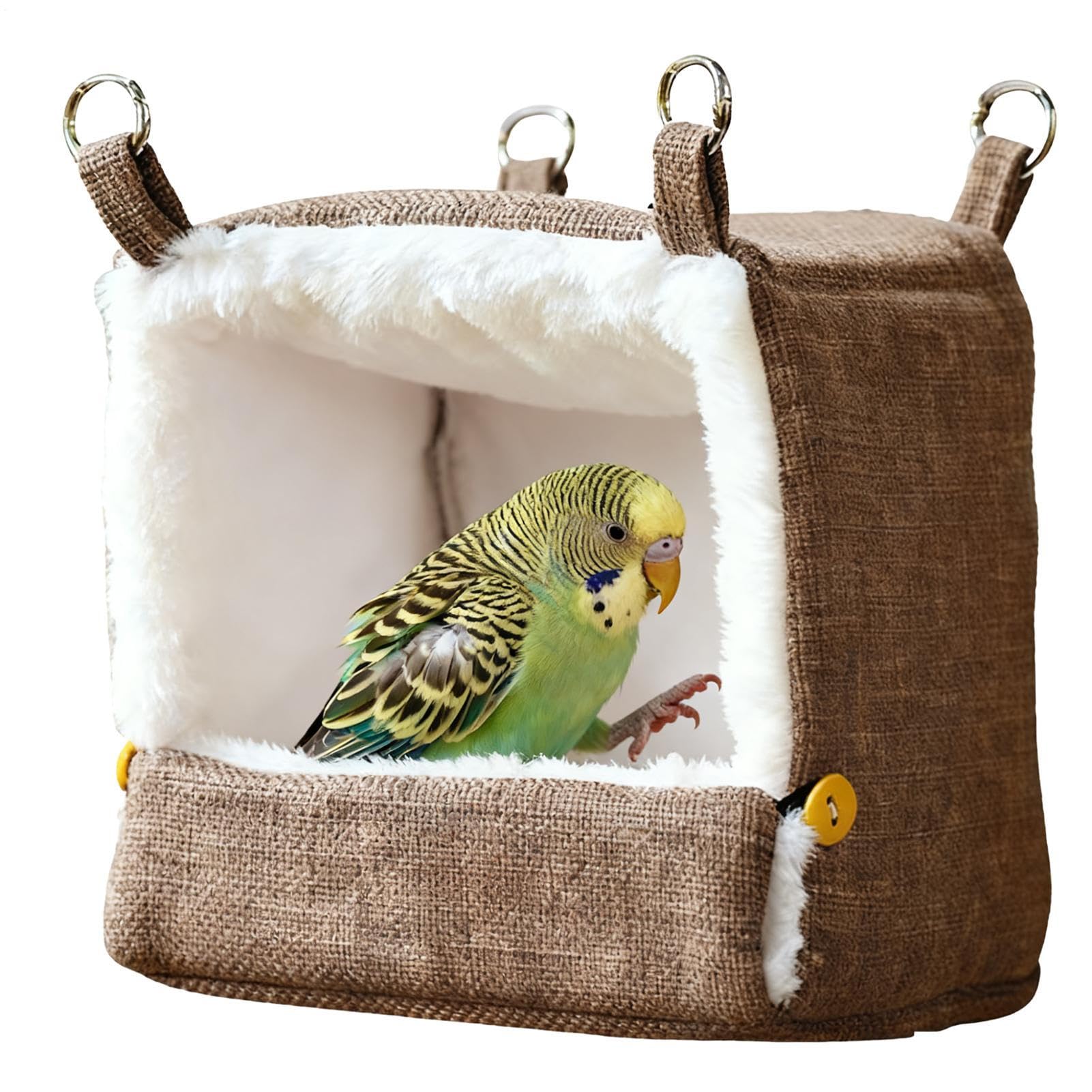 Parrot Bed, Parrot Bed with 5 Heating Temperature, Parakeet Warmer Nest, Cotton Heated Hut, Winter Plush Thick Bird House, for Conure Lovebirds Hamster Cockatoo Finch Home Balcony Garden