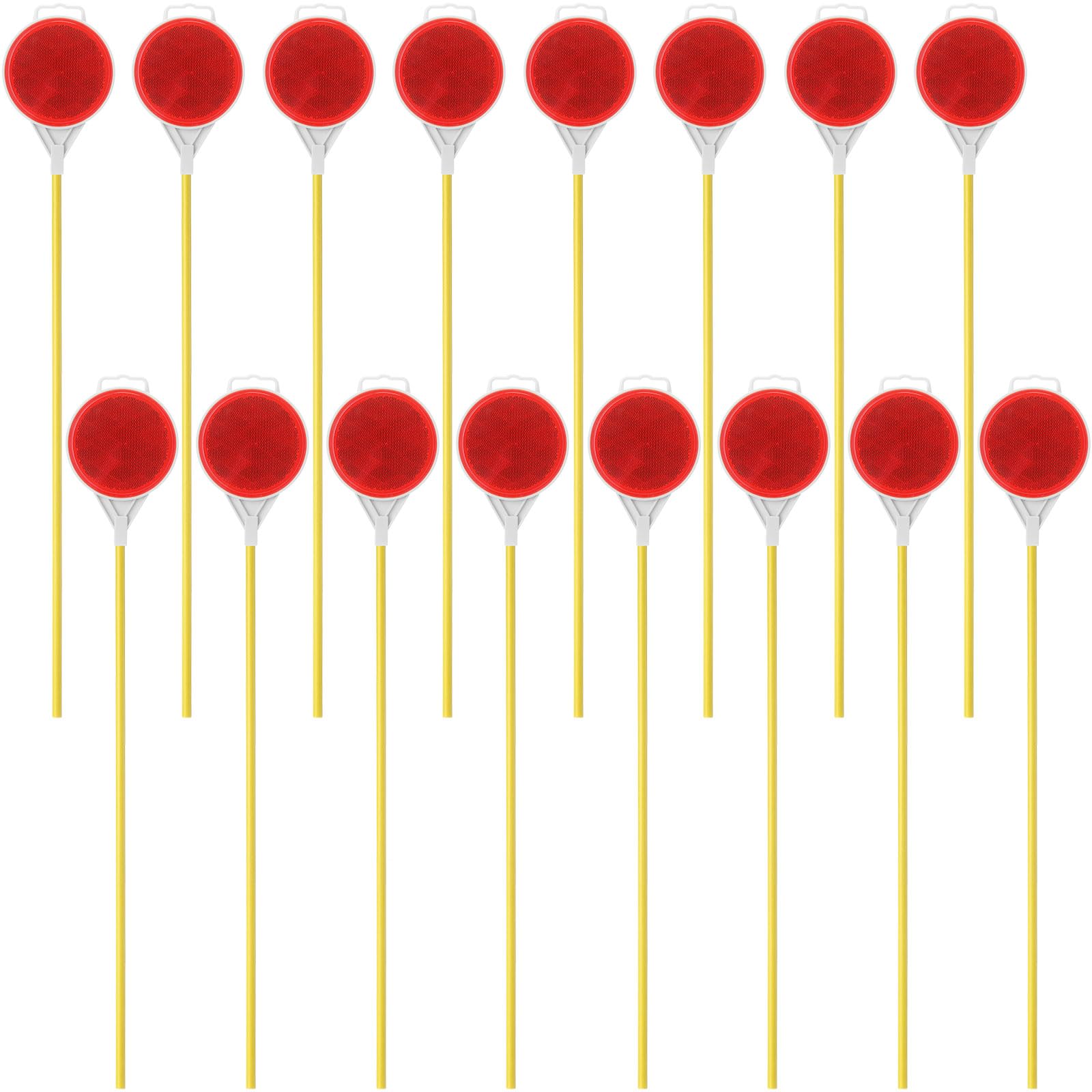 Kanayu 16 Pcs Reflective Driveway Markers Snow Plow Markers Double Sided Driveway Reflectors with 51 Inch Yellow Fiberglass Pole for Driveway Walkway Sidewalk Garden Fence Gate Entrance, High Visible