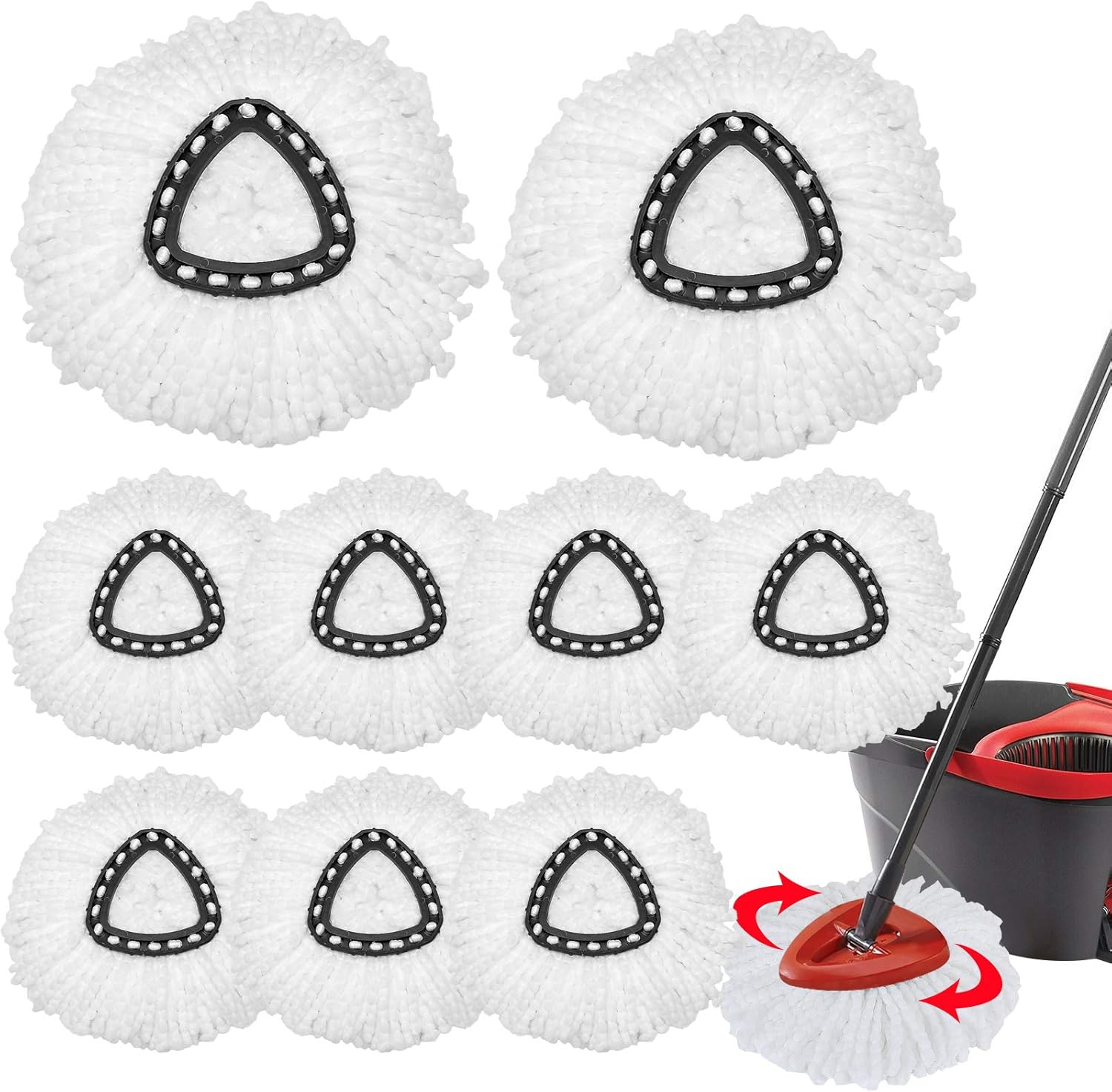 12Pcak Spin Mop Replacement Heads, 100 Microfiber Mop Refill, Mop