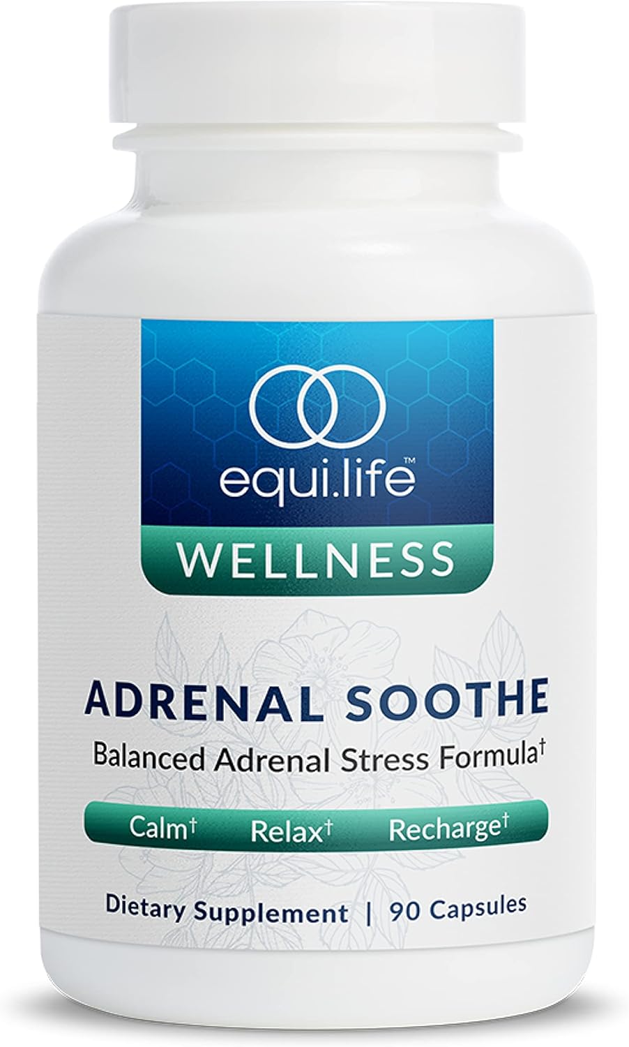 Equilife Herbal Adrenal Support Supplement with Ashwagandha and L-Theanine, Designed for Daily Overall Wellness, Supplements for Men & Women, Gluten Free, Vegan, Dairy Free, Non GMO, 90 Capsules
