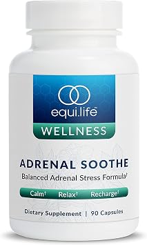 EquiLife Adrenal Support Supplement With Ashwagandha and L-Theanine - Sleep & Cortisol Support, Mental Health Support, Supplements for Men & Women, Gluten Free, Vegan, Dairy Free, Non GMO, 90 Capsules