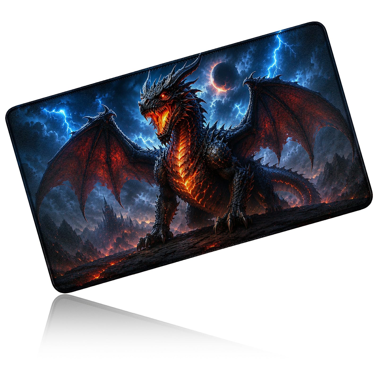 Dikoer for MTG/TCG Playmat 24" x 14" Commander Deck Mat, Lava Dragon โ image 1