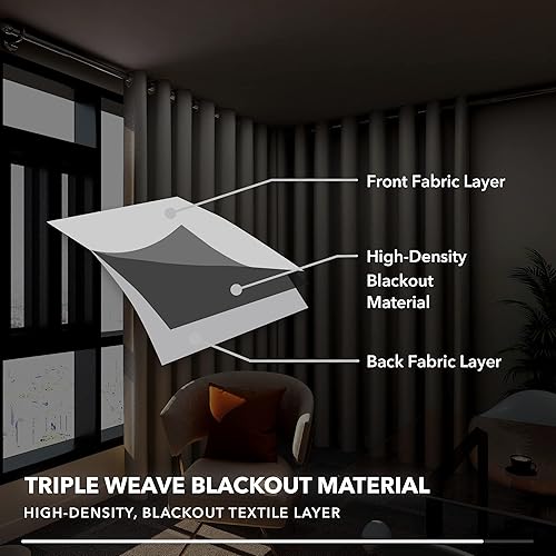 Miniatura 5 de Deconovo Cortinas divisoras de habitación para oficina (10 pies de ancho x 9 pies de alto, 1 panel, beige) cortinas de 9 pies para puerta de patio,