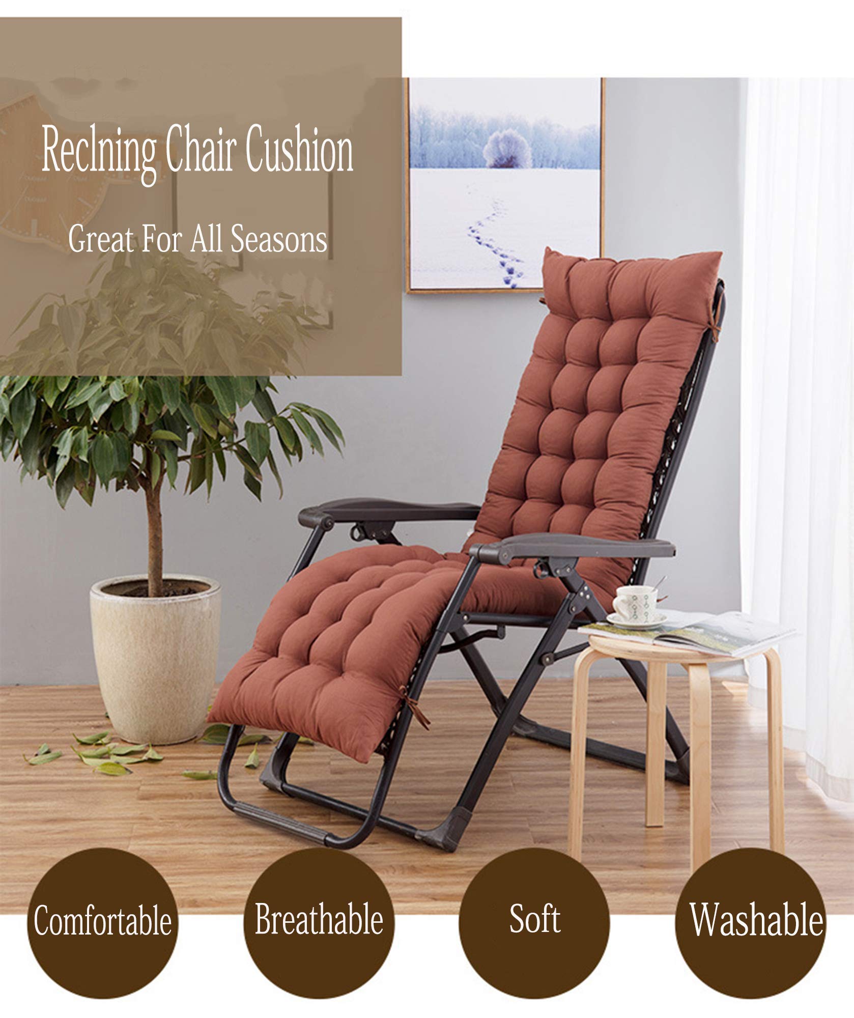 Wangle - Cuscino per sedia a dondolo da giardino, patio, salotto, esterno, reclinabile, colore: arancione