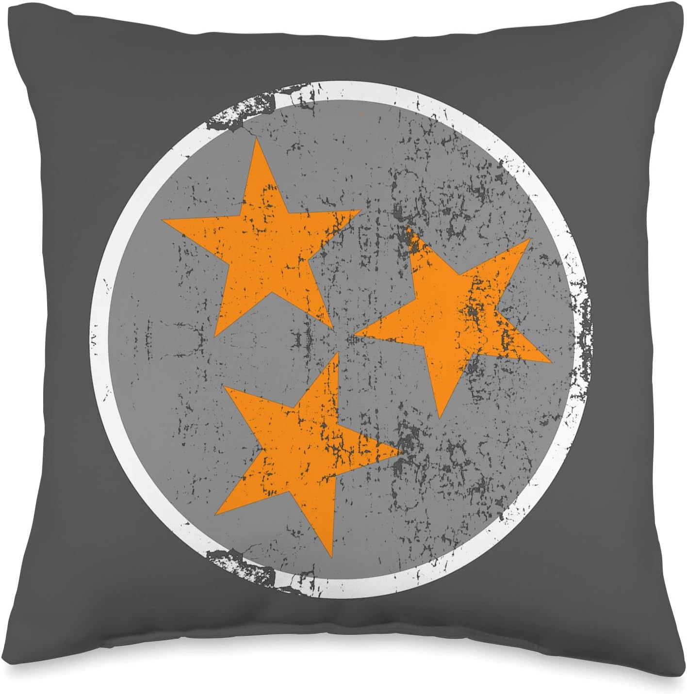 Retro TN Flag Distressed Gray & Orange Tennessee State Flag Throw Pillow