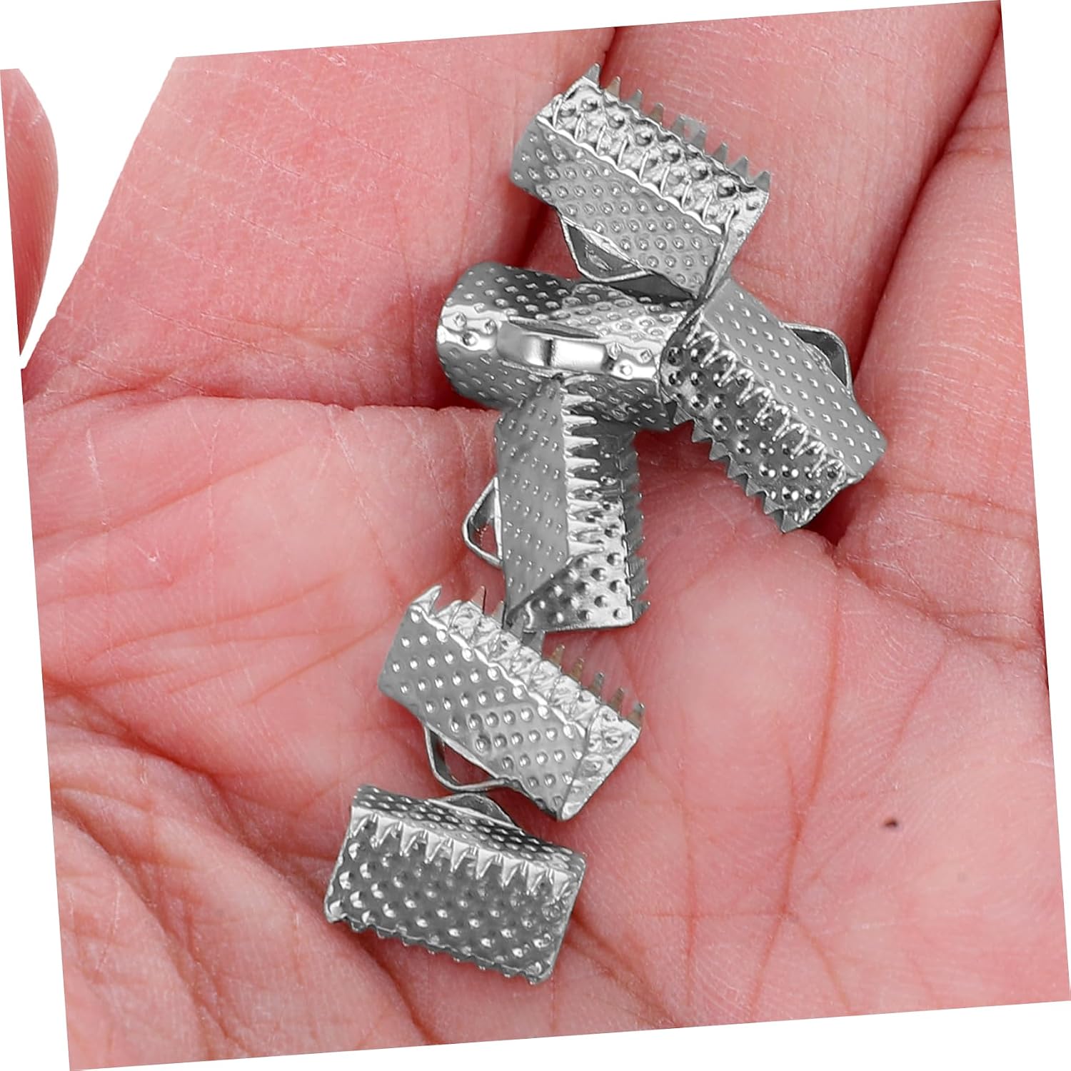 100pcs Plated Ribbon Ends Metal Fastener Clasps for DIY Jewelry Making