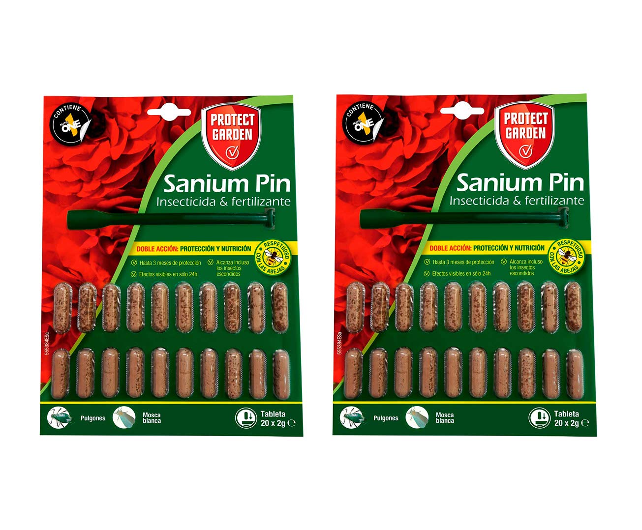 PROTECT HOME Pack de 2 Prontect Home-Sanium Pin insecticida sistémico con Fertilizante y micronutrientes, Tratamiento Combinado, 20 Pastillas, Verde (11092)