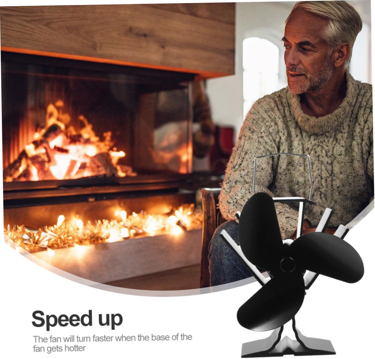 Heat Powered Fireplace Fan 3-blade Stove Fan Thermal Energy Driven Home Fireplace Heater Accessory for Efficient Heat Circulation