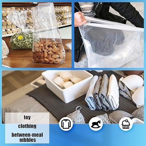Miniatura 5 de WFPLUS Paquete de 100 bolsas planas de plástico transparente de 18 x 24 pulgadas bolsas de mercancía de ropa para alimentos pan masa embalaje de