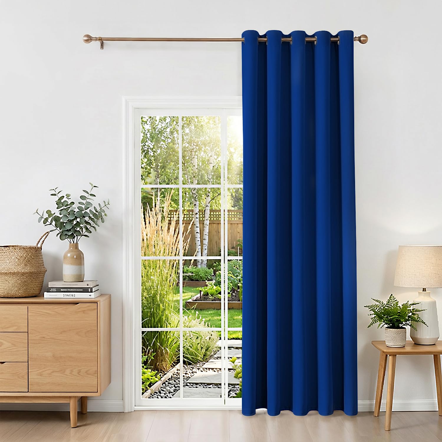 Runyéla Blackout Curtains for Bedroom Eyelet Custom Size Thermal Black Out Curtain for Living Room Kitchen, 1 Panels Royal Blue