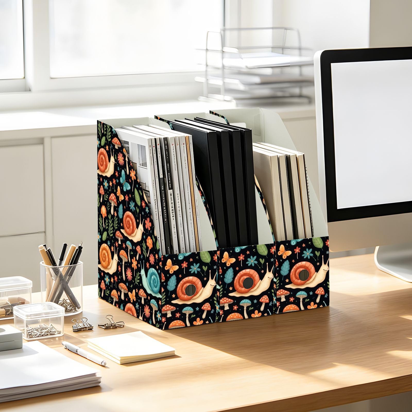 GAIREG Elegante organizador de papel de escritorio negro con caracol