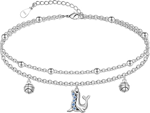 CHIC & ARTSY Tobillera de plata de ley creada con ópalo para mujer, cadena de cuentas delicada, ajustable, de 11 pulgadas, tobillera para mejor amiga