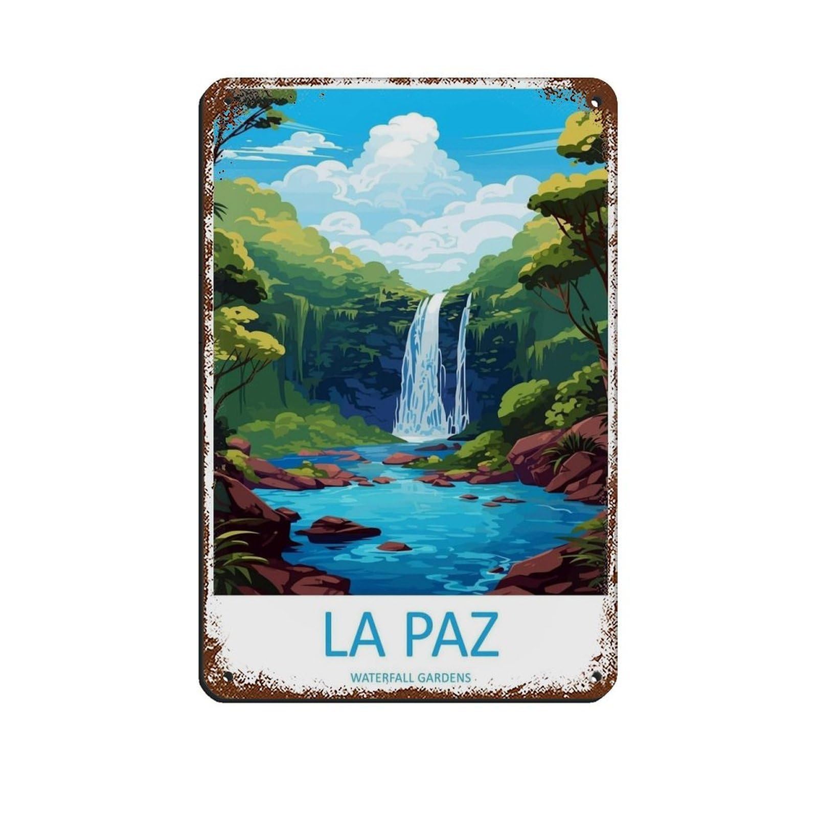 La Paz Waterfall Gardens Travel Art Costa Rica（59） Retro Poster Metal Tin Sign Chic Art Retro Iron Painting Bar People Cave Cafe Family Garage Poster Wall Decoration 8x12inch(20x30cm)