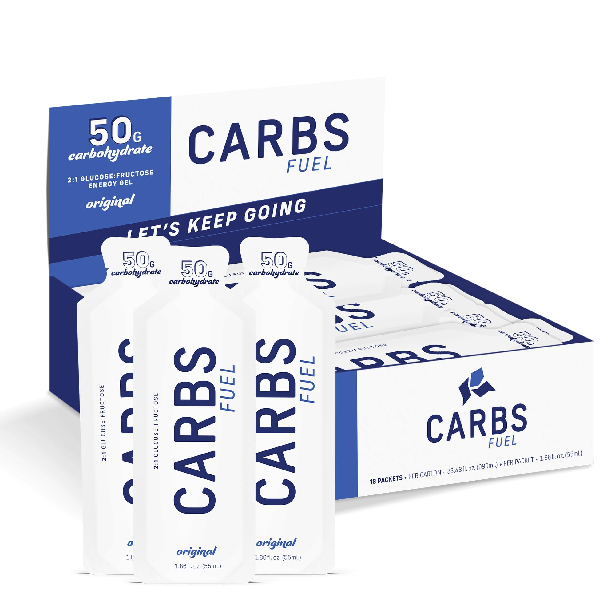 Original 50g Energy Gel - 50g Carbs Per Gel - No Preservatives, No Gelling Agents - Vegan & Gluten-Free - High-Carb Endurance Fuel - 18 Pack 50g (Pack of 1)