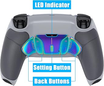 eXtremeRate Real Metal Buttons (RMB) Version RISE4 Remap Kit for PS5 Controller BDM-030 040 with Rubberized Grip Redesigned Back Shell, Upgrade Board & 4 Back Buttons for PS5 Controller